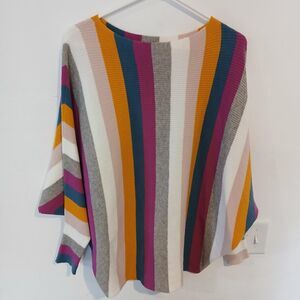 Chelsea & Theodore Women's Striped Slouchy Sweater Pink Size XL Boho